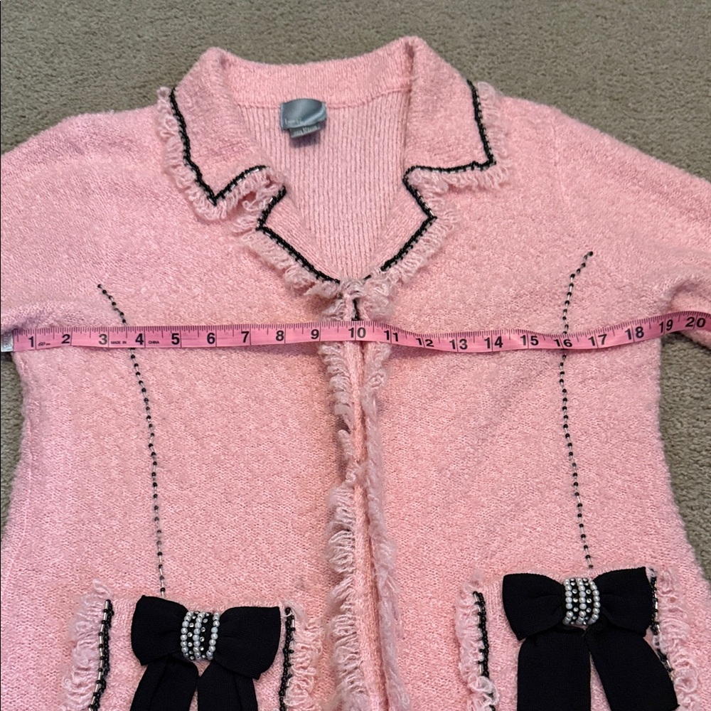 Berek Coquette Pink Knit 90’s Vintage Sweater Jacket with Bows - Picture 14 of 16